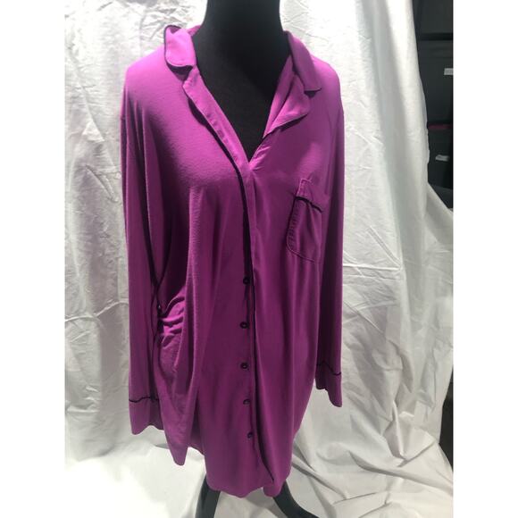 Victoria’s Secret oversized button up plum super soft women's night shirt sz L - Picture 1 of 6